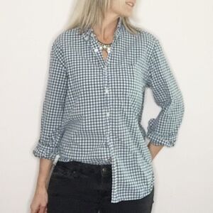 J CREW | White, Purple & Green gingham check shirt